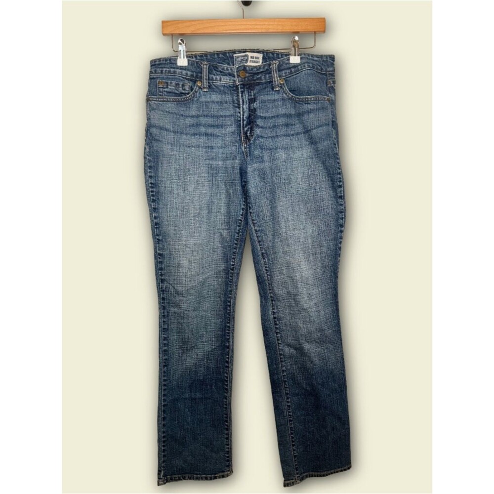Classic Straight-Leg Jeans Faded Blue Denim EUC Western Style